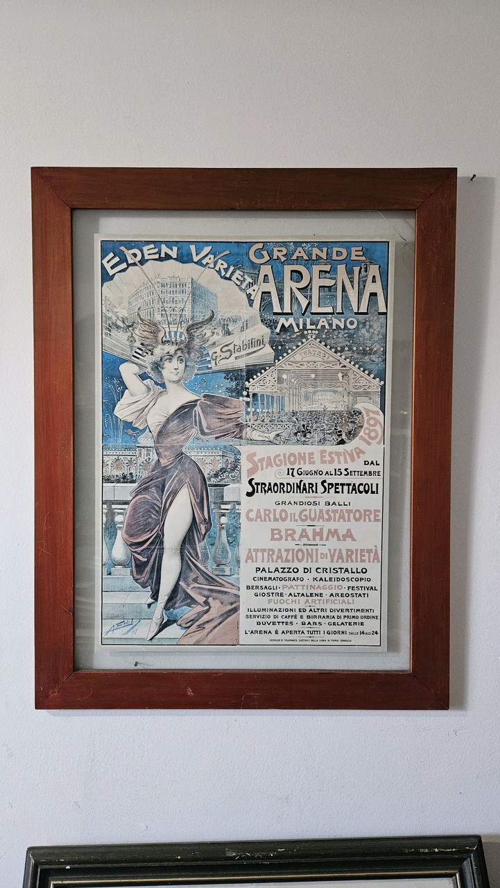 Cartaz Litográfico Eden Varietà Grande Arena Milano 1897