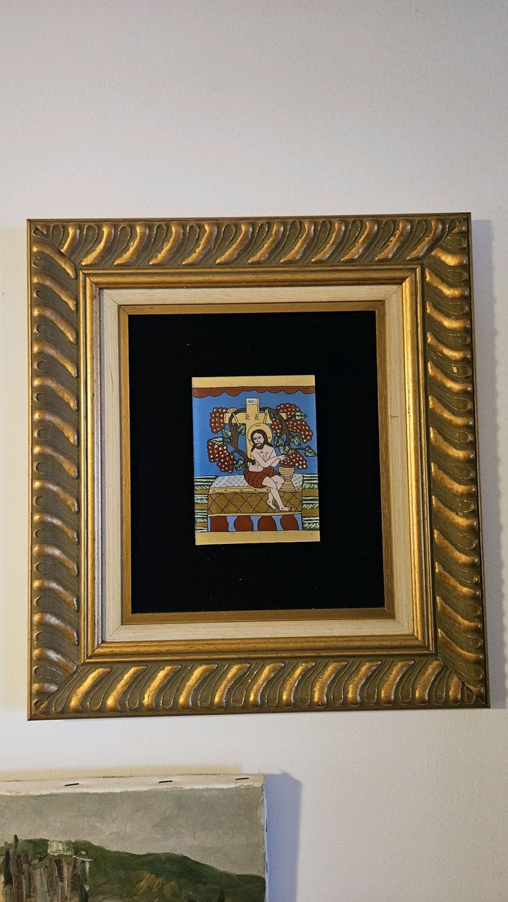 Quadro Ícone Religioso Cristo da Vide em Azulejo