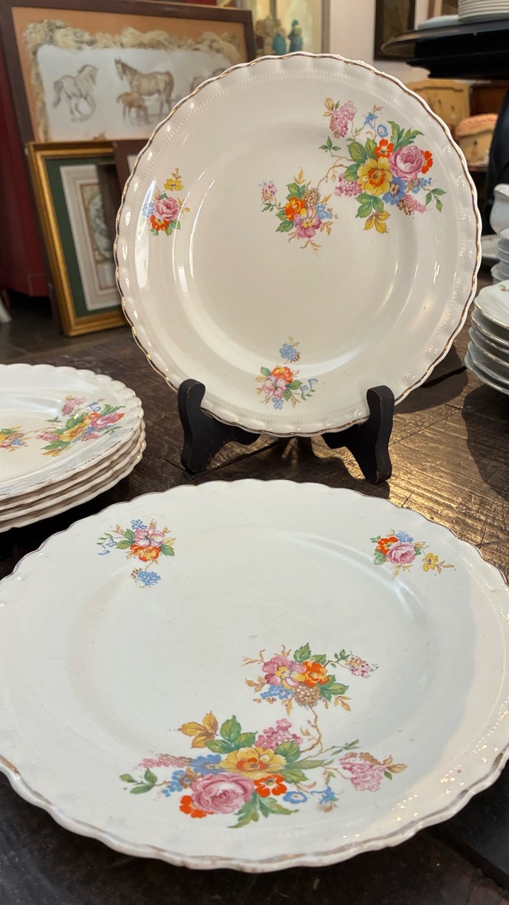Jogo com 6 Pratos rasos em Porcelanau Inglesa