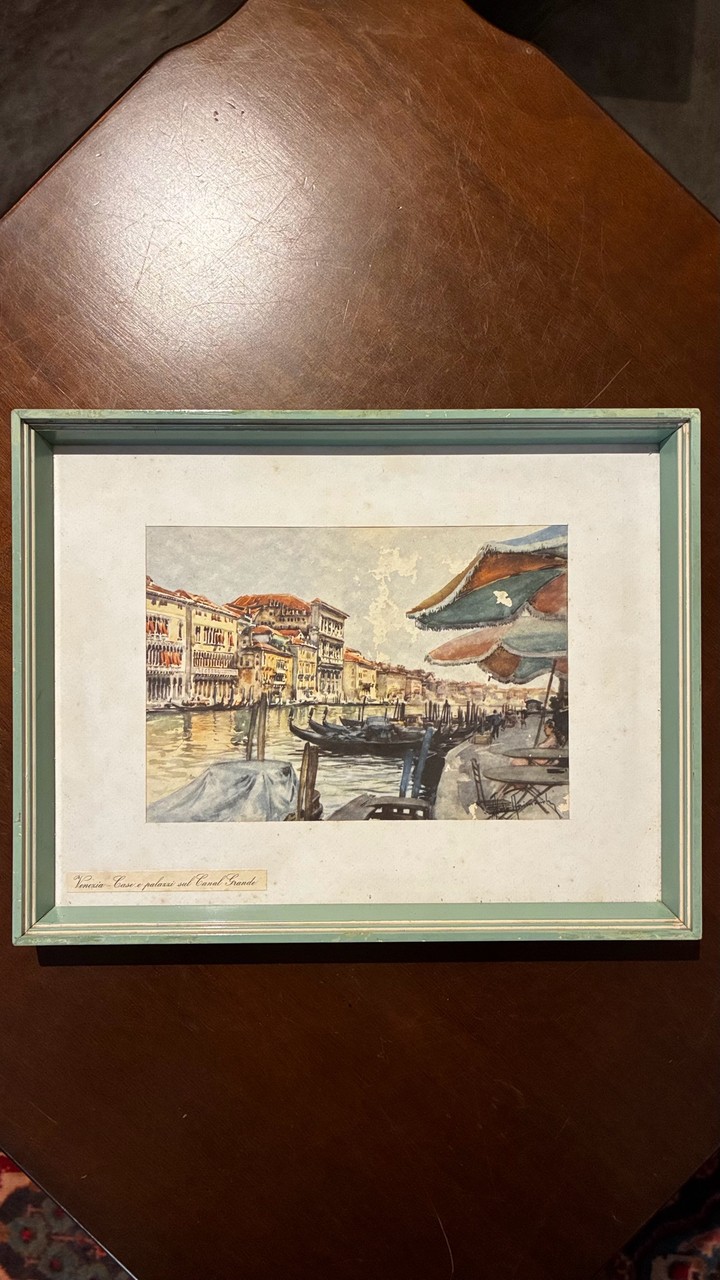 Quadro Aquarela Vista do Canal Grande de Veneza