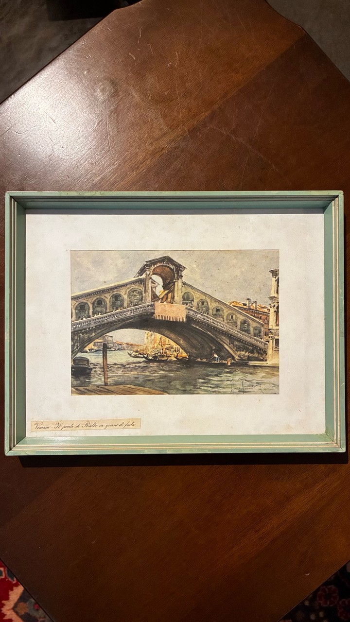 Quadro Aquarela Ponte di Rialto Venezia