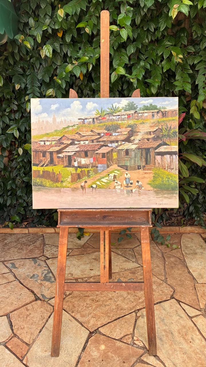Quadro a Óleo Cena de Favela - Ernesto Capobianco